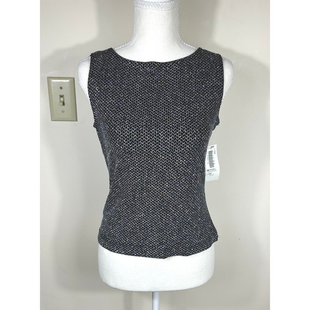 JBS Ltd Tank Top Women S Black‎ Silver Retro Shimmer VTG 90s Glam Deadstock USA